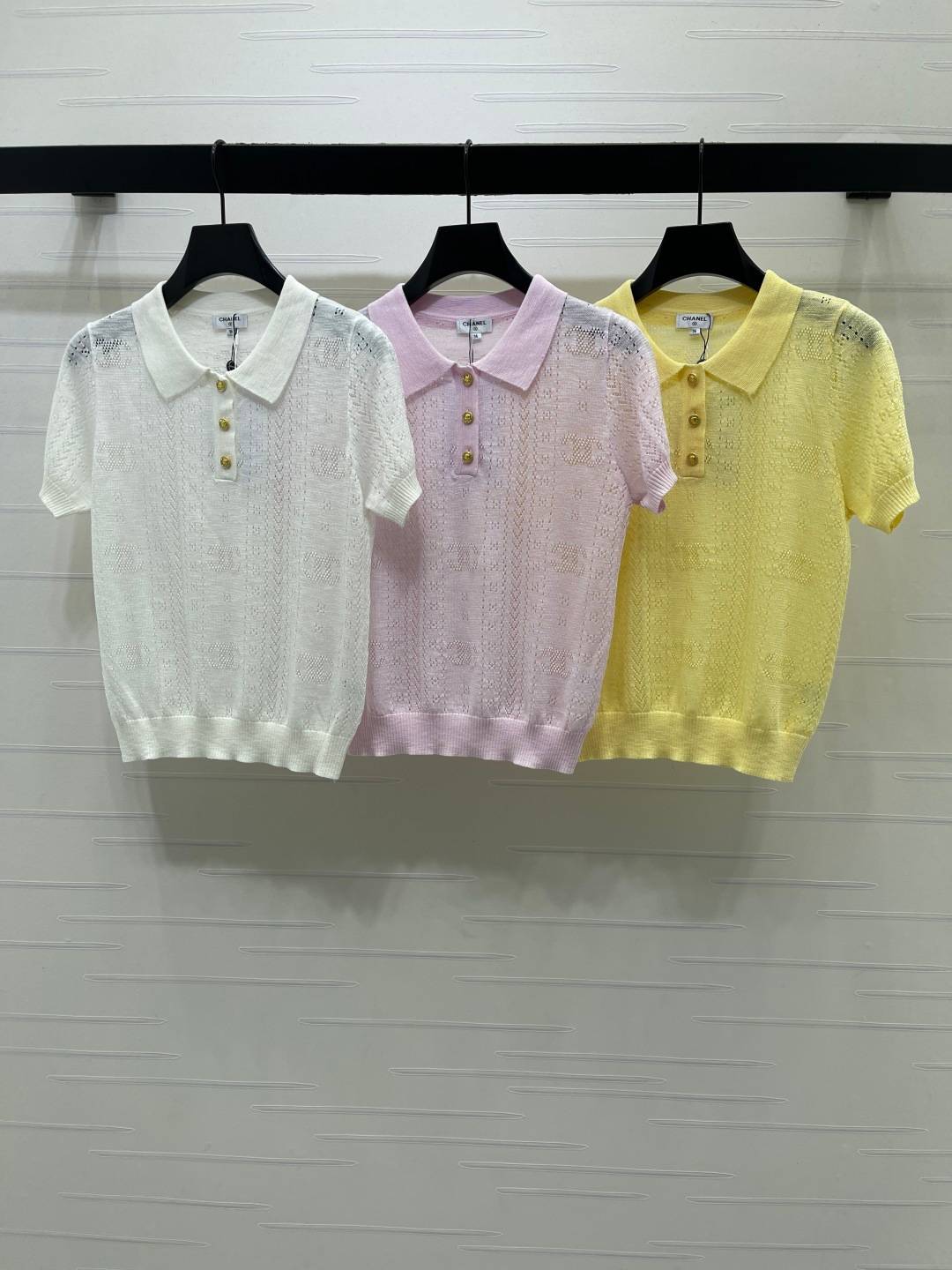 CHANEL シャネル ニットカーディガン 半袖 ボタン ホワイト