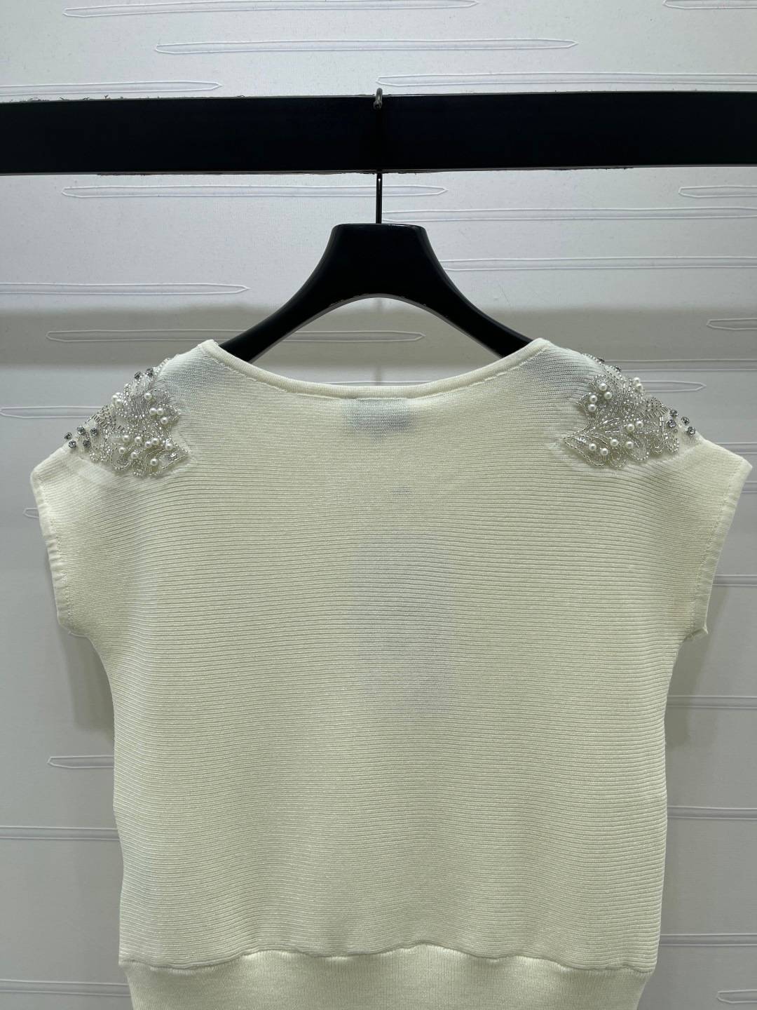 CHANEL シャネル クルーネック リブニット 半袖 ブラック ベージュ