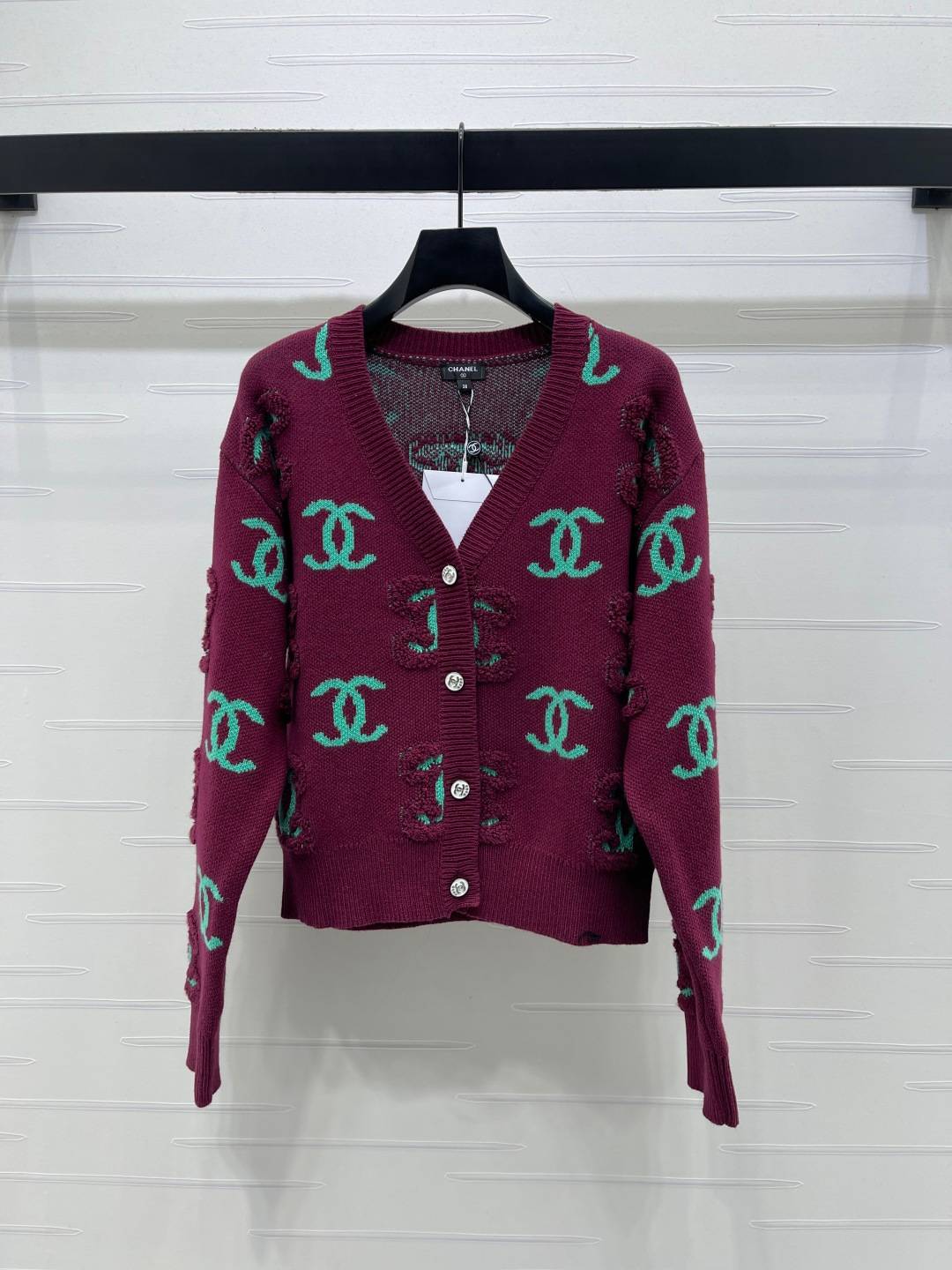 CHANEL シャネル Vネック ニットカーディガン 長袖 カシミヤ マール