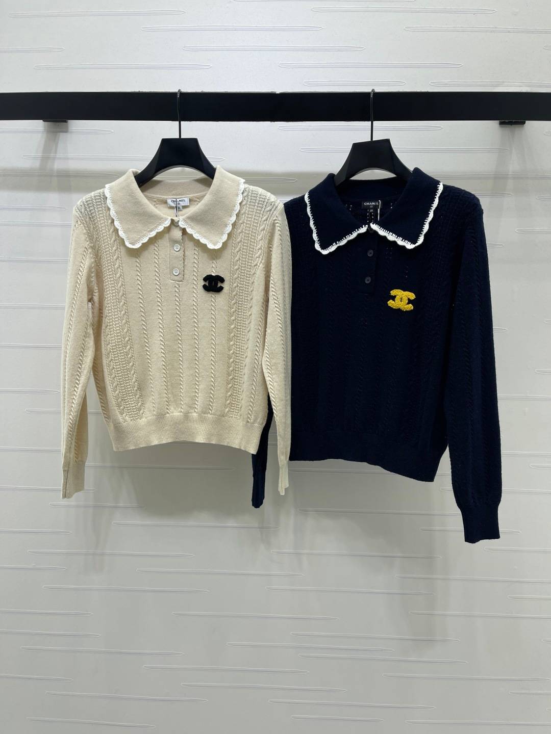 CHANEL シャネル ニットカーディガン 長袖 ボタン ブラック ベージュ