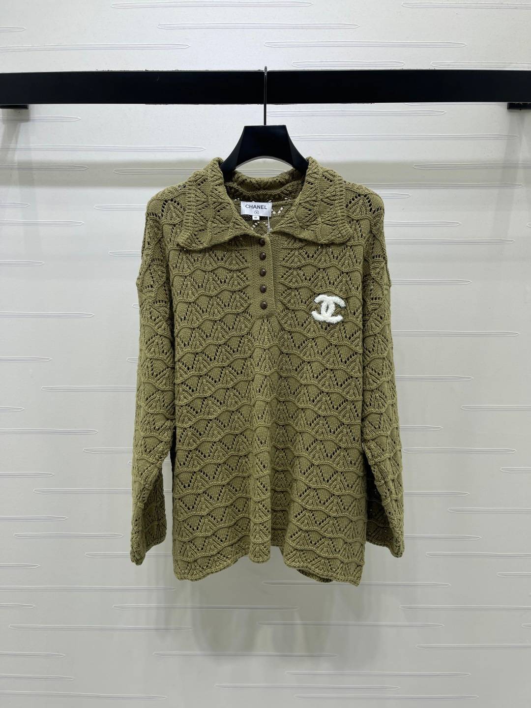 CHANEL シャネル ニットカーディガン 長袖 ボタン グリーン