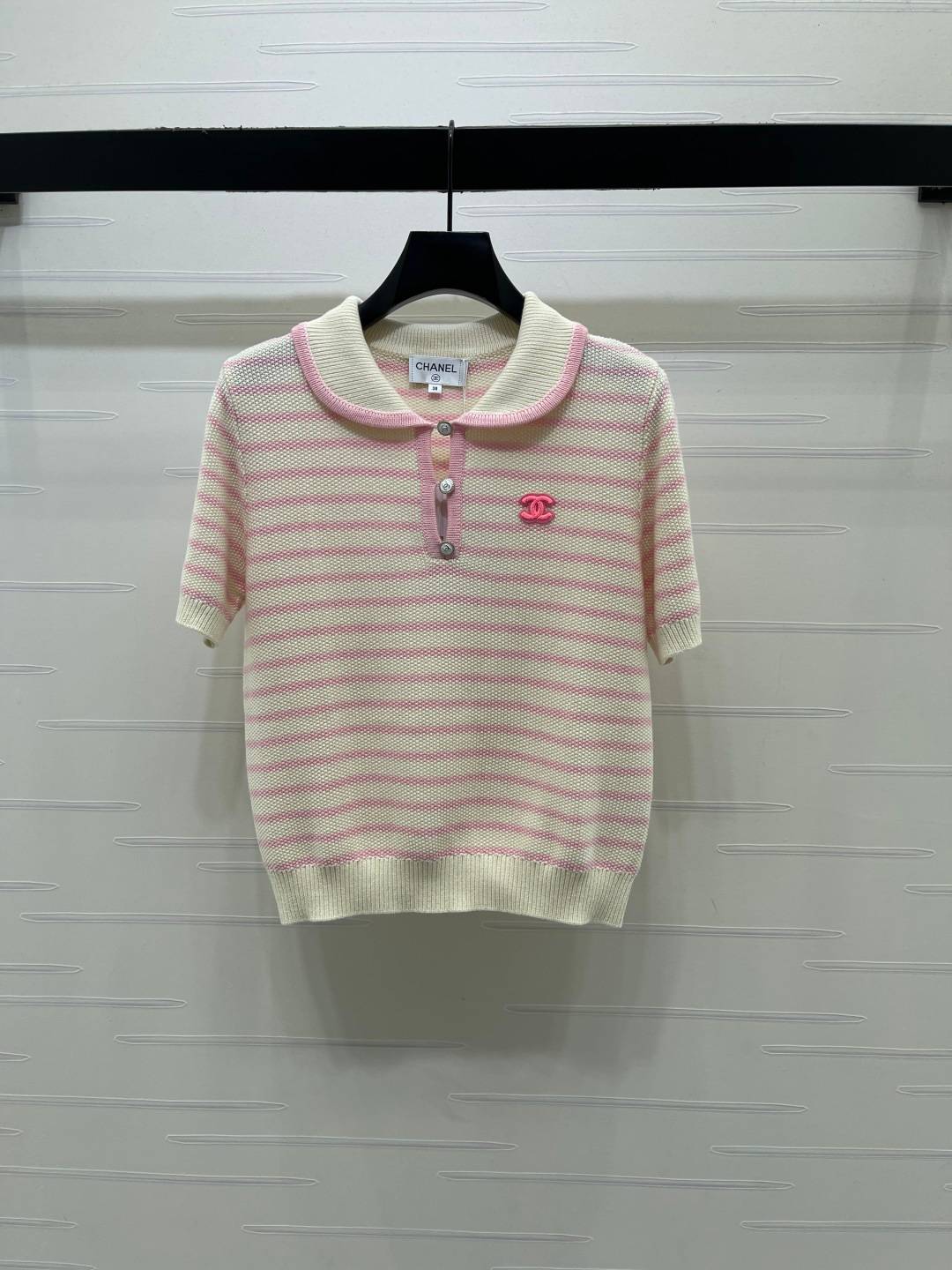 CHANEL シャネル ニット 半袖 ボタン ベージュ