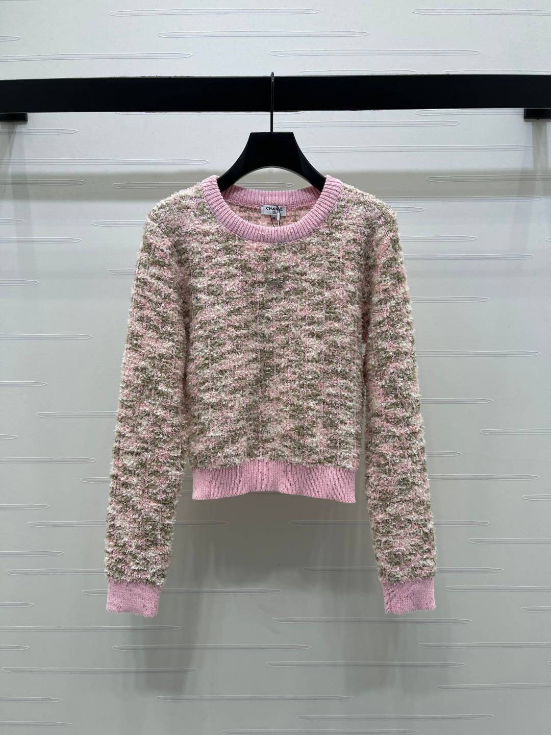 CHANEL シャネル ニット クルーネック 長袖 ボーレ ピンク