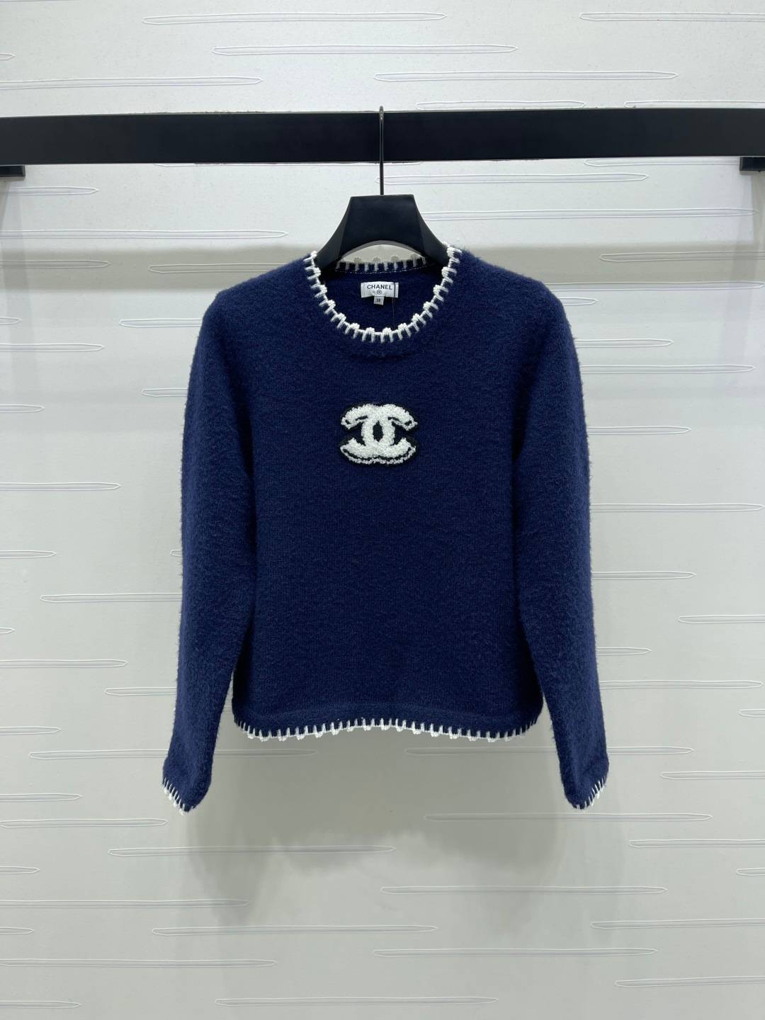 CHANEL シャネル ニットカーディガン 長袖 クルーネック ブルー