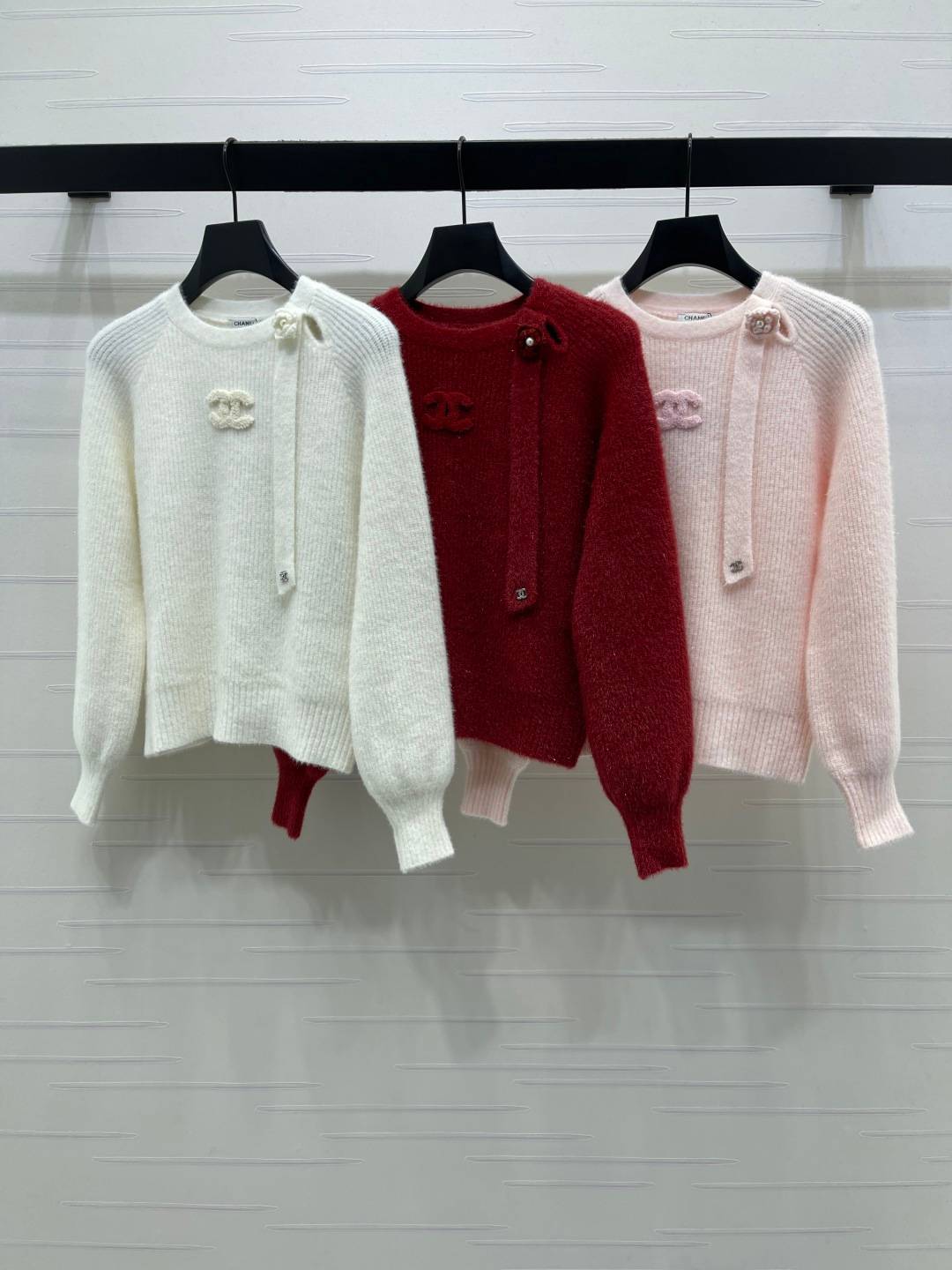 CHANEL シャネル ニットカーディガン 長袖 クルーネック ホワイト