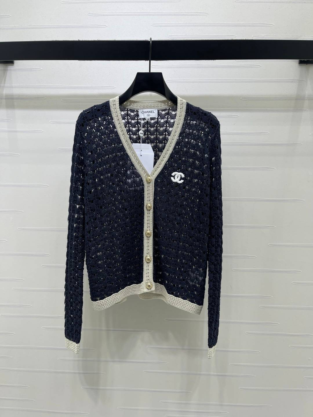 CHANEL シャネル ニットカーディガン Vネック 長袖 ブラック