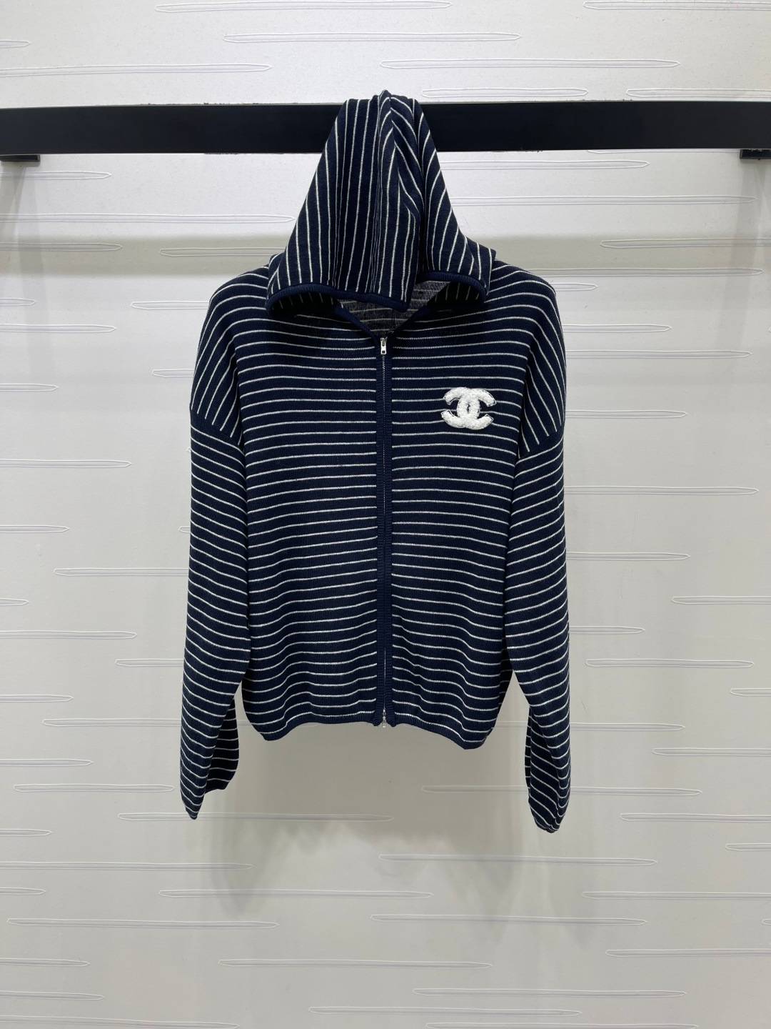 CHANEL シャネル ニットカーディガン 長袖 連帽 ブラック