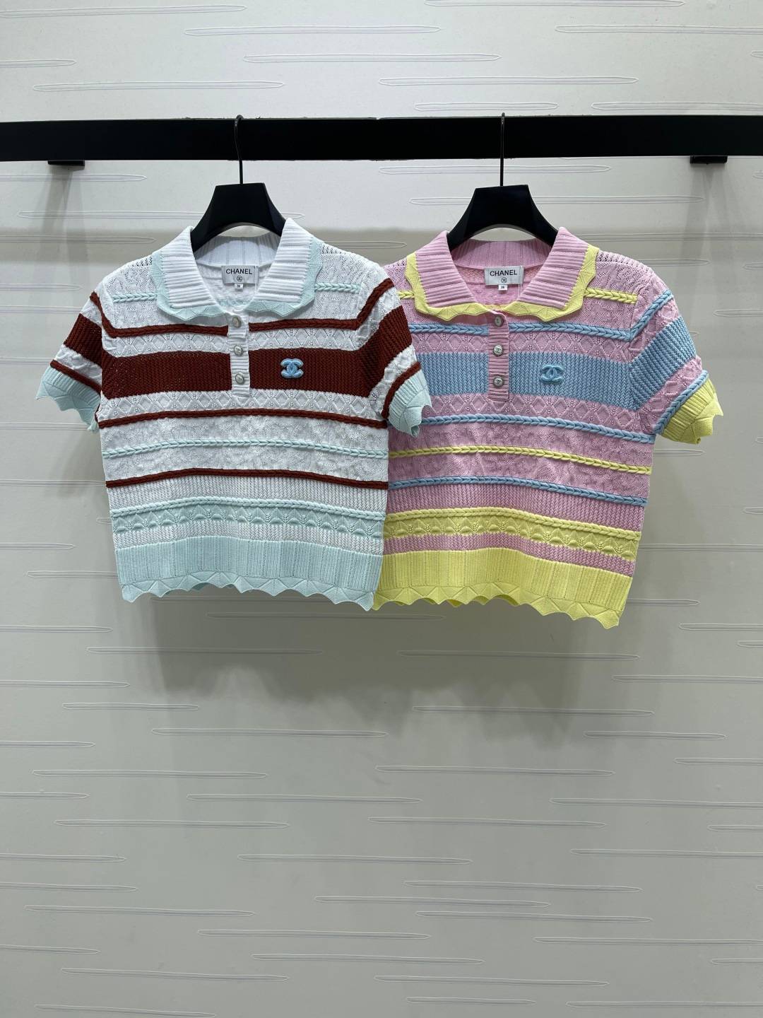 CHANEL シャネル ニットジャケット 半袖 ボタン ブラック ピンク