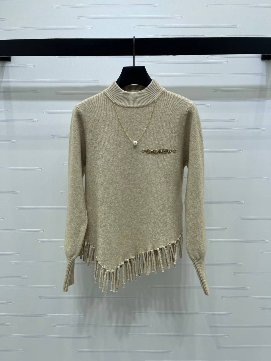 CHANEL シャネル ニットカーディガン 長袖 クルーネック ベージュ