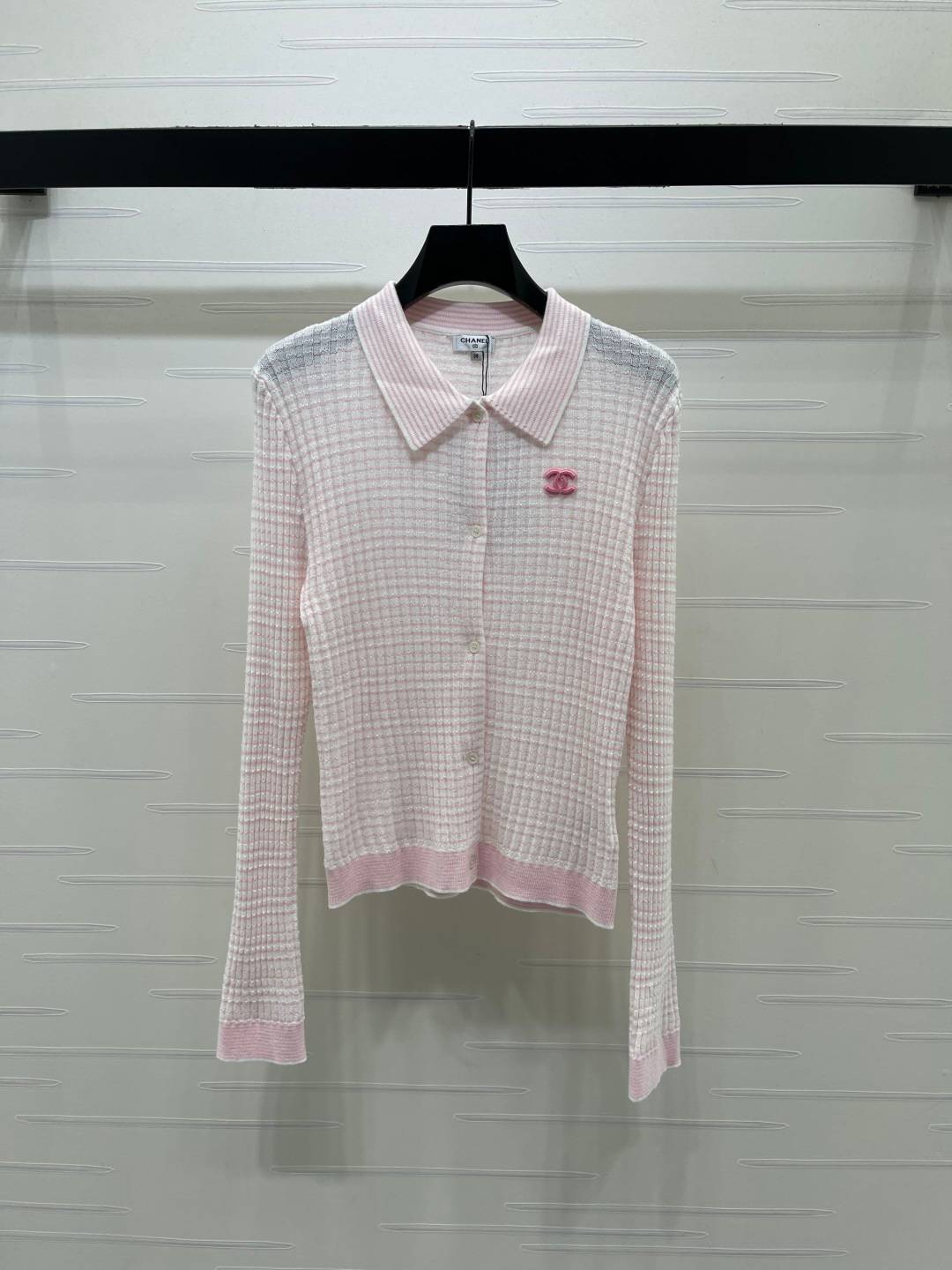CHANEL シャネル ニットカーディガン 長袖 ボタン レディース ピンク