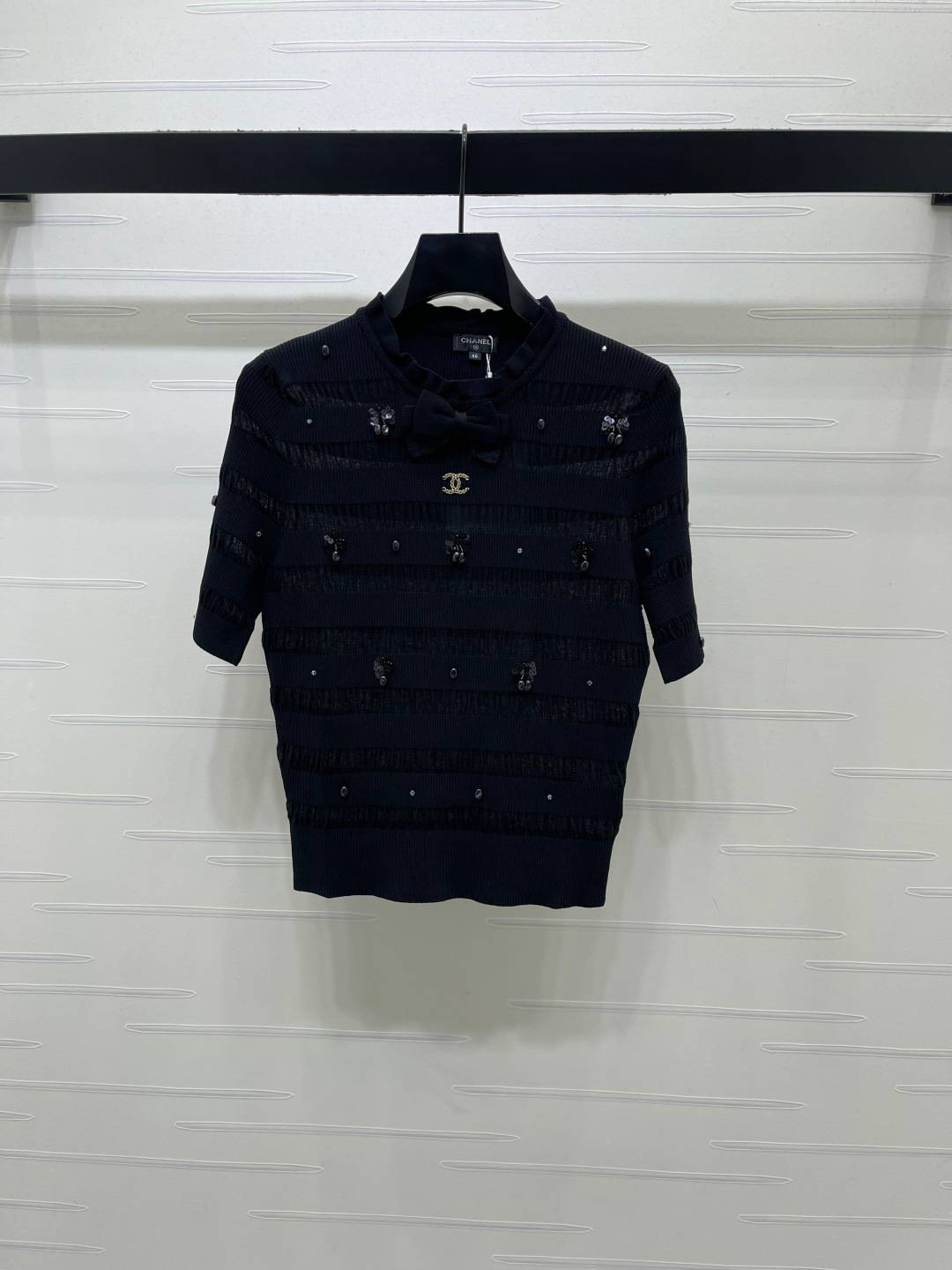 CHANEL シャネル ニットジャケット 半袖 ロング丈 ブラック