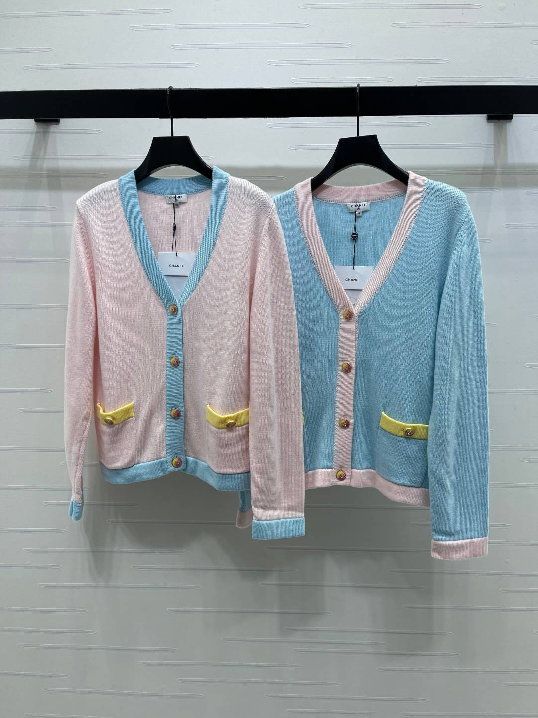 CHANEL シャネル ニットカーディガン Vネック 長袖 ピンク