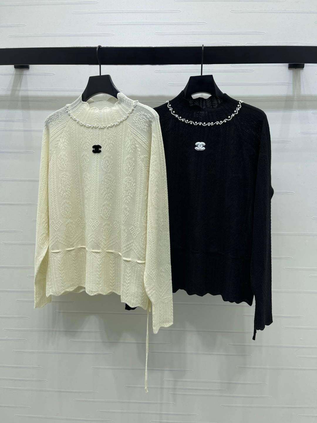 CHANEL シャネル エレガントニット リブニット 長袖 ブラック ベージュ