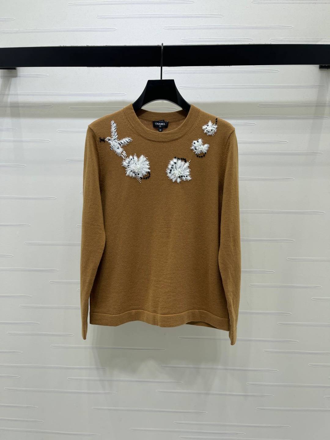 CHANEL シャネル ニットカーディガン 長袖 クルーネック ベージュ