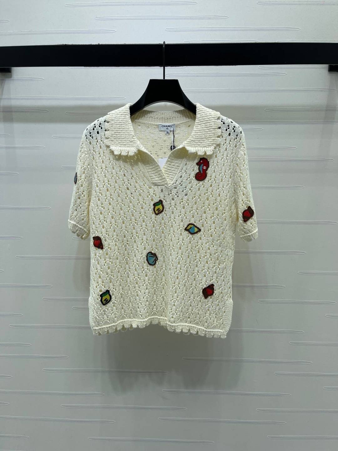 CHANEL シャネル ニットジャケット 半袖 レディース ホワイト