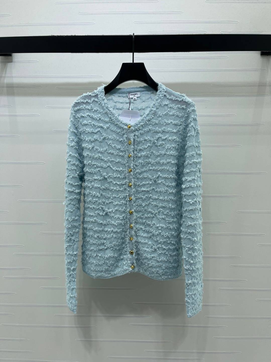 CHANEL シャネル ニットカーディガン 長袖 クルーネック ブルー