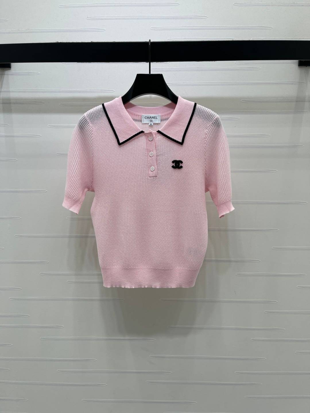 CHANEL シャネル ニットカーディガン 半袖 ボタン ピンク