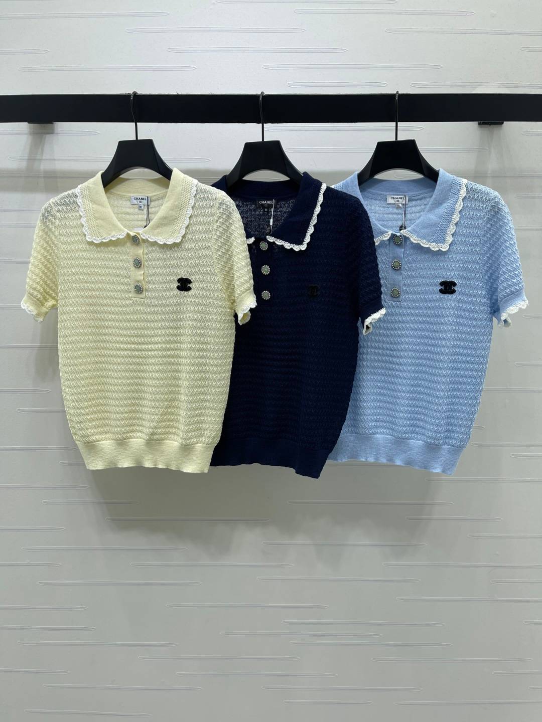 CHANEL シャネル ニットシャツ ポロネック 半袖 ベージュ