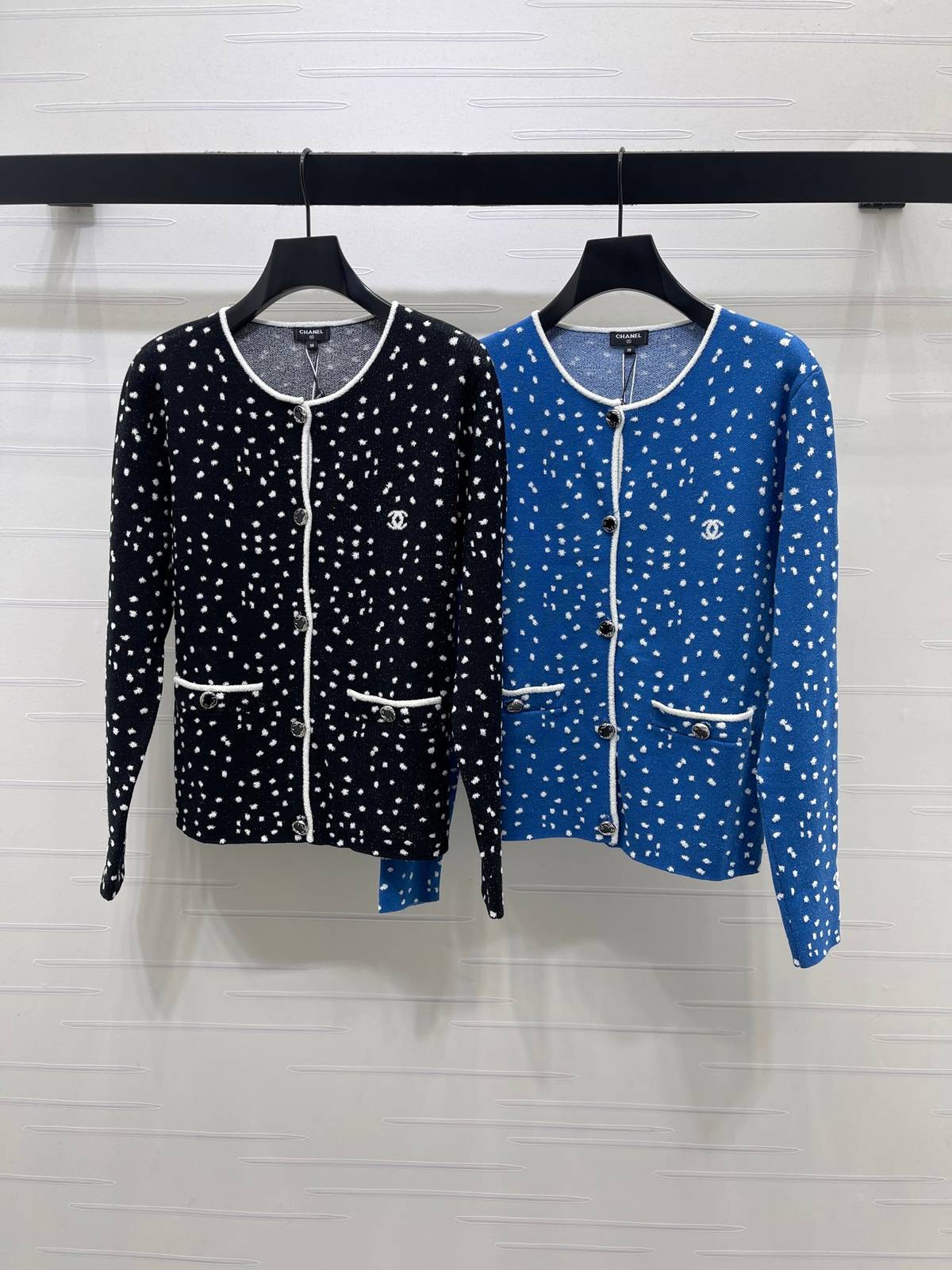 CHANEL シャネル 星空シリーズ ニットカーディガン 黒 ブルー