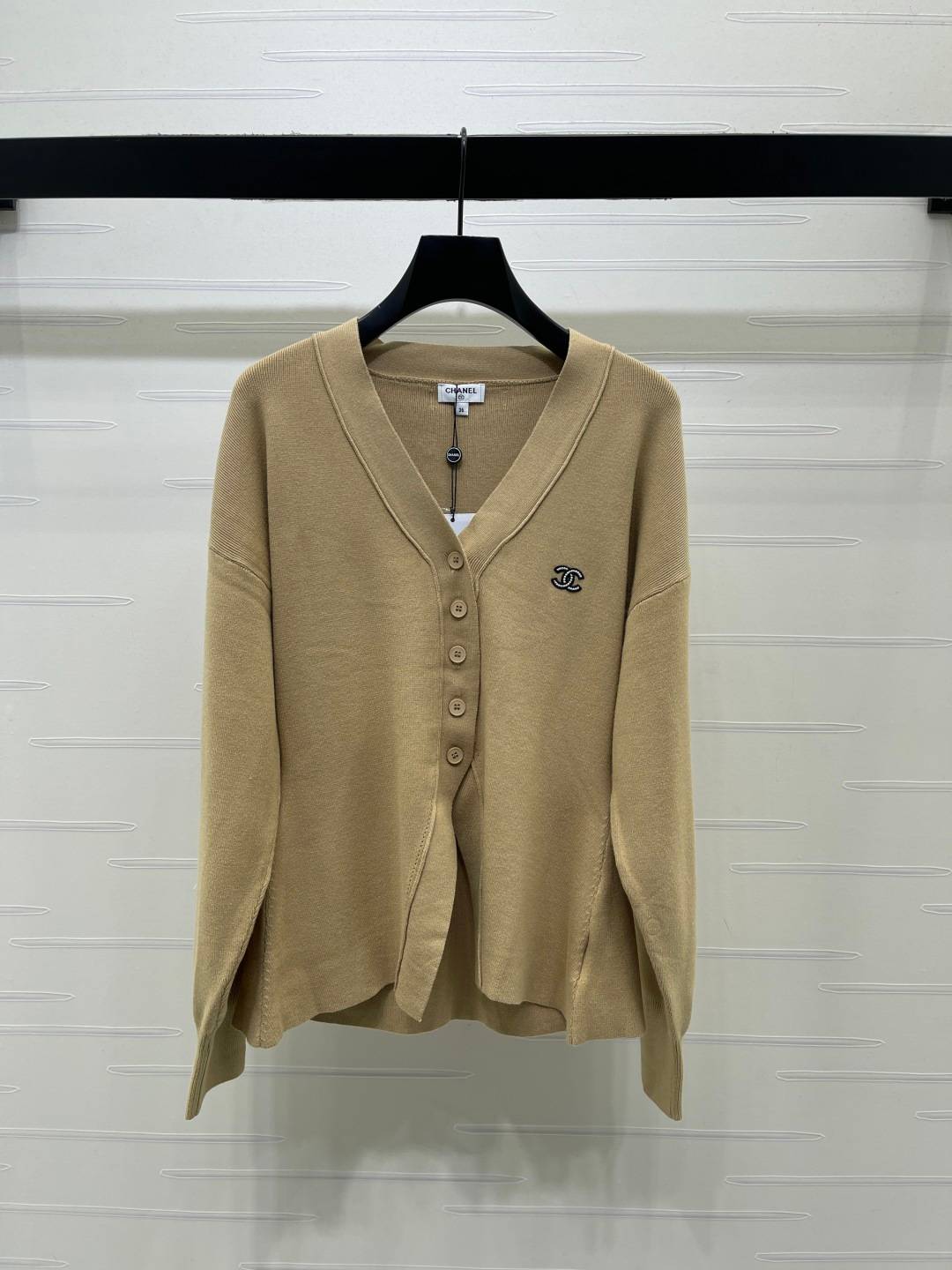 CHANEL シャネル Vネック ニットカーディガン カーキ