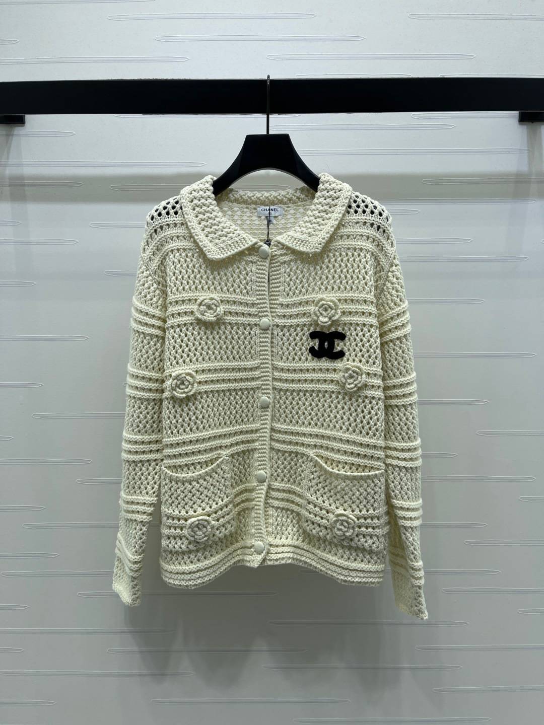 CHANEL シャネル ニットカーディガン 長袖 ボタン ホワイト