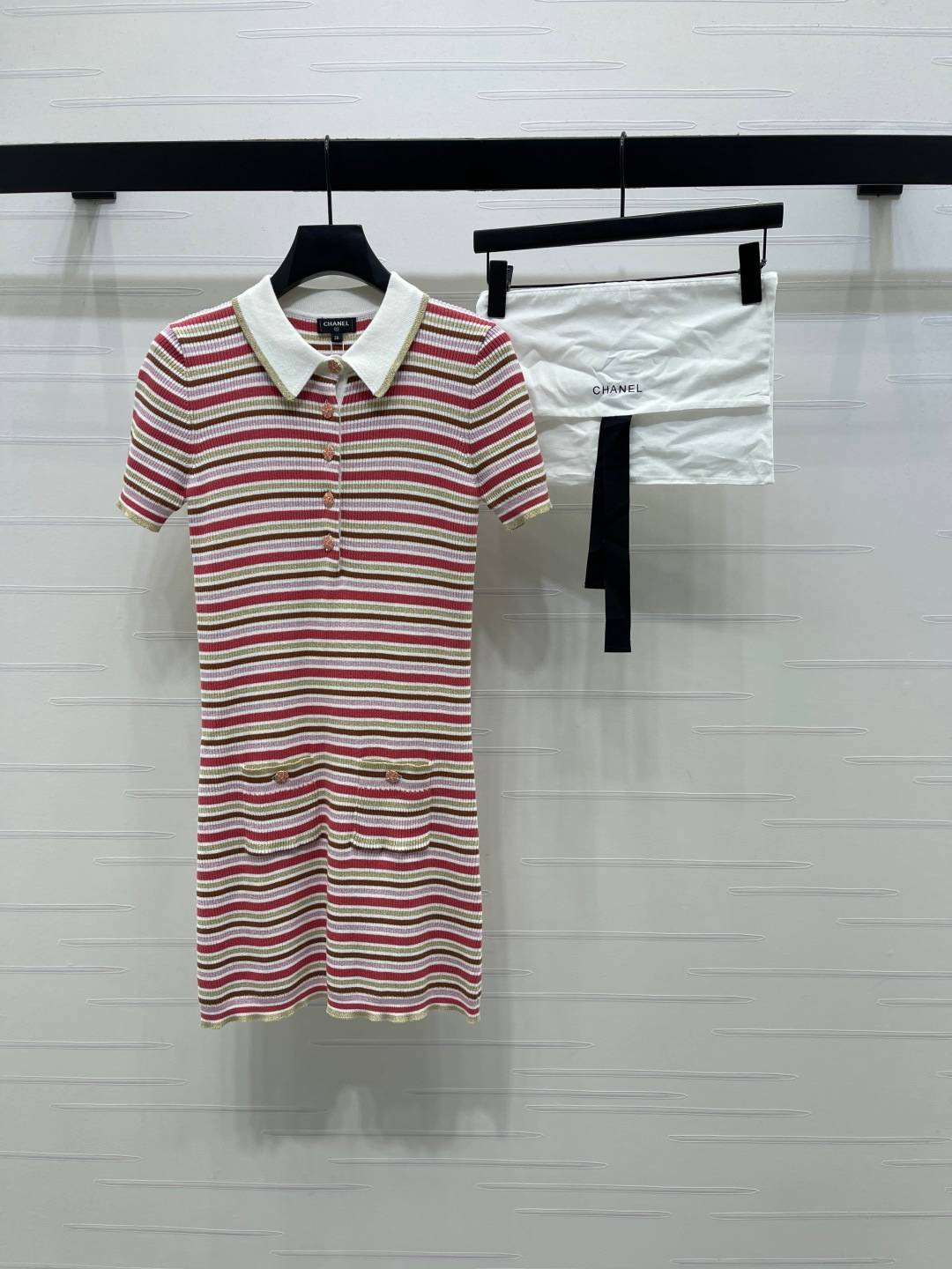 CHANEL シャネル ニットジャケット 半袖 ボタン ピンク