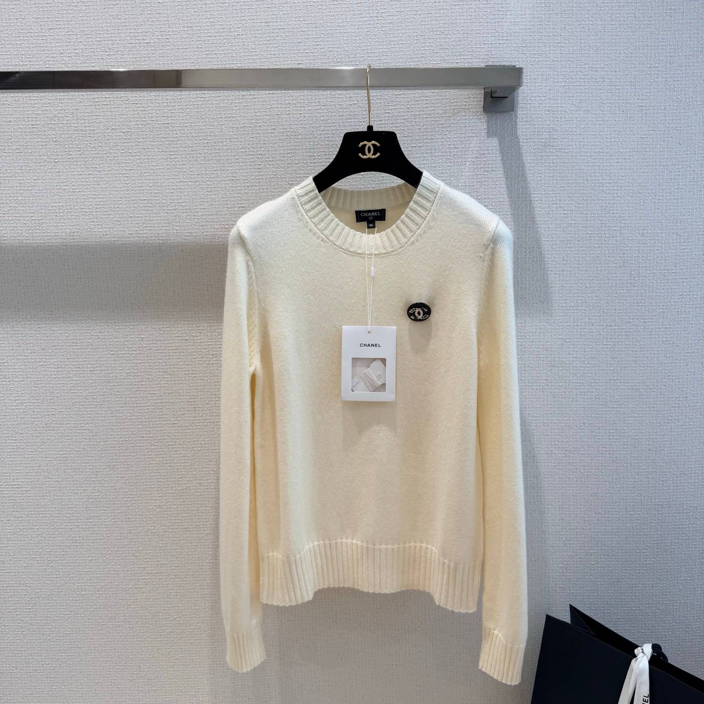 CHANEL シャネル ニットカーディガン 長袖 クルーネック ベージュ
