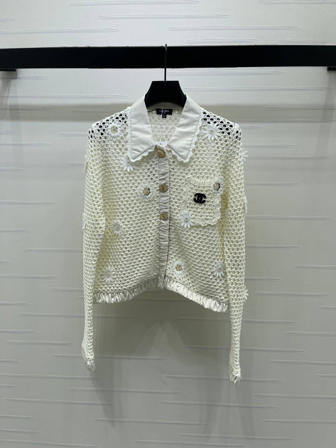 CHANEL シャネル ニットカーディガン 長袖 ボタン ホワイト